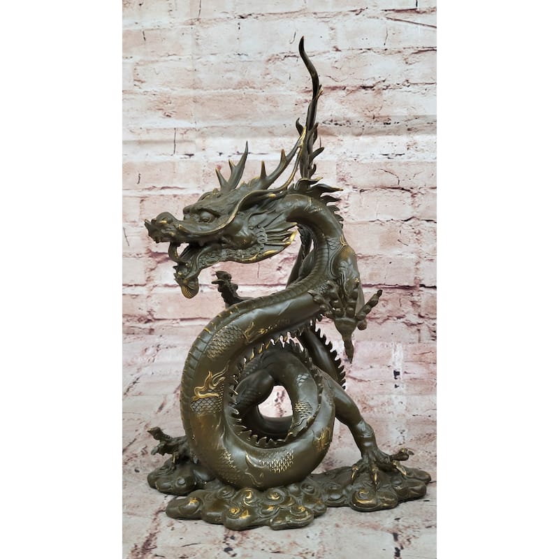 Chinese Imperial Dragon Statue – Bronze Feng Shui Serpent Decor