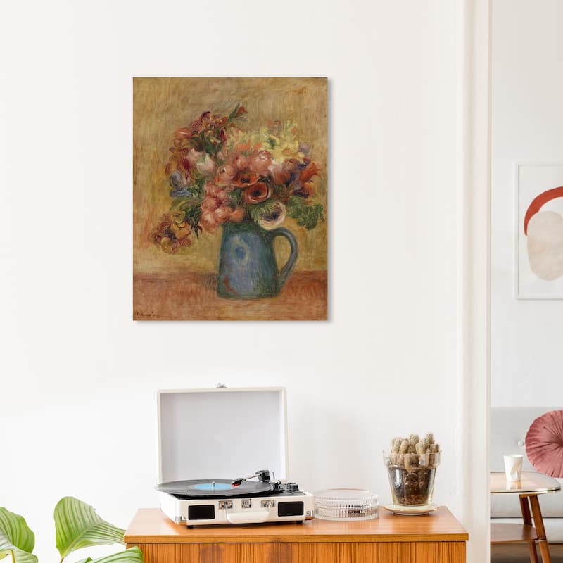 Wynwood Studio Canvas Floral and Botanical Renoir - Vase de fleurs Brown and Ochre French Country Wall Art Canvas Print - 24 x 20