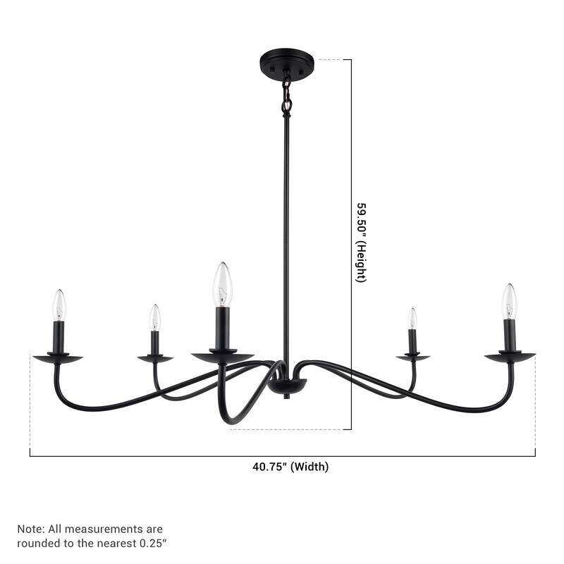 Black Transitional Dimmable 5-Light Candle Chandelier