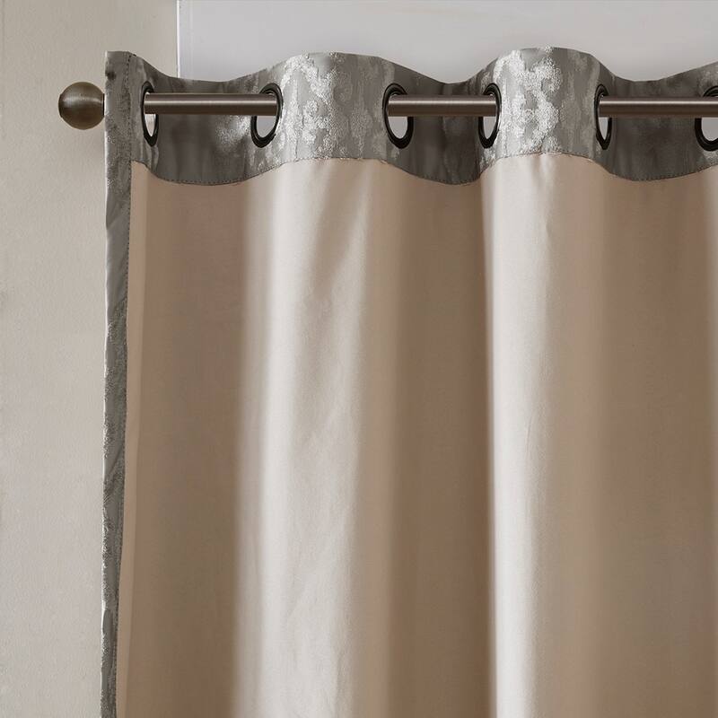 Blackout&Noise Blocking Knitted Jacquard Damask Total Grommet Top Curtain Panel, Machine Washable for Living Room/Bedroom-Single