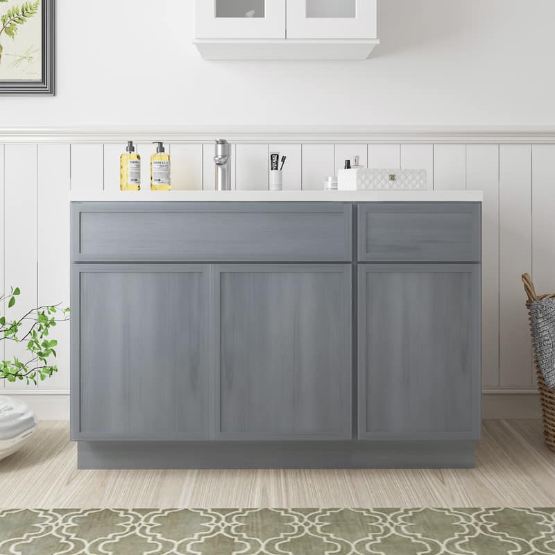 Vanity Art 48" Birch Freestanding Bathroom Vanity Cabinet without Top - Silver