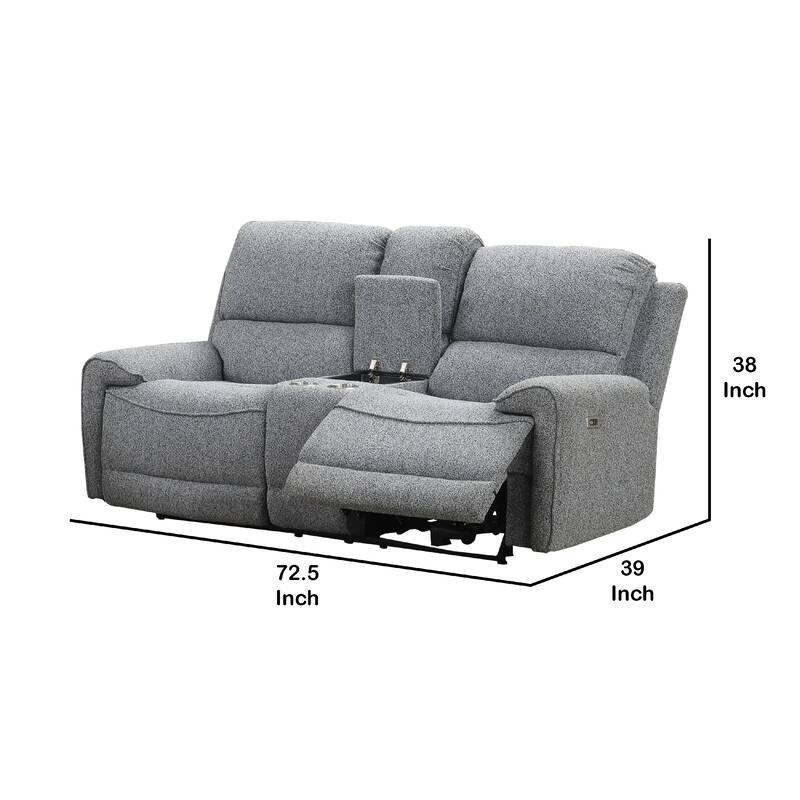 Cote Loveseat, Power Reclining, Gray Boucle, Center Console, 73 Inch