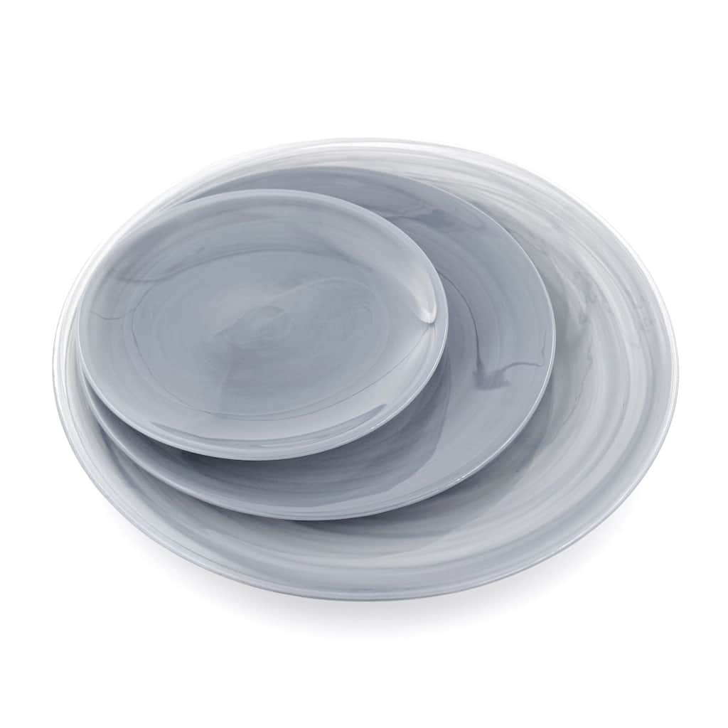 NUAGE Graphite 12 pcs. Glass Dinner Plate Set