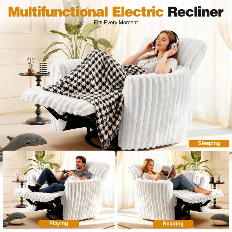 Rossetta Swivel Rocking Glider Power Recliner Chair with 24" Wide Seat & Type-C & USB Ports