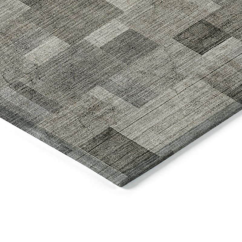 Machine Washable Indoor/ Outdoor Chantille Contemporary Blocks Rug