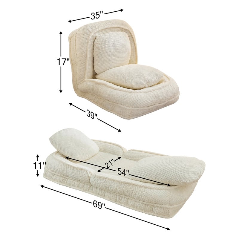 Lazy Folding Sofa Bed with Two Pillows