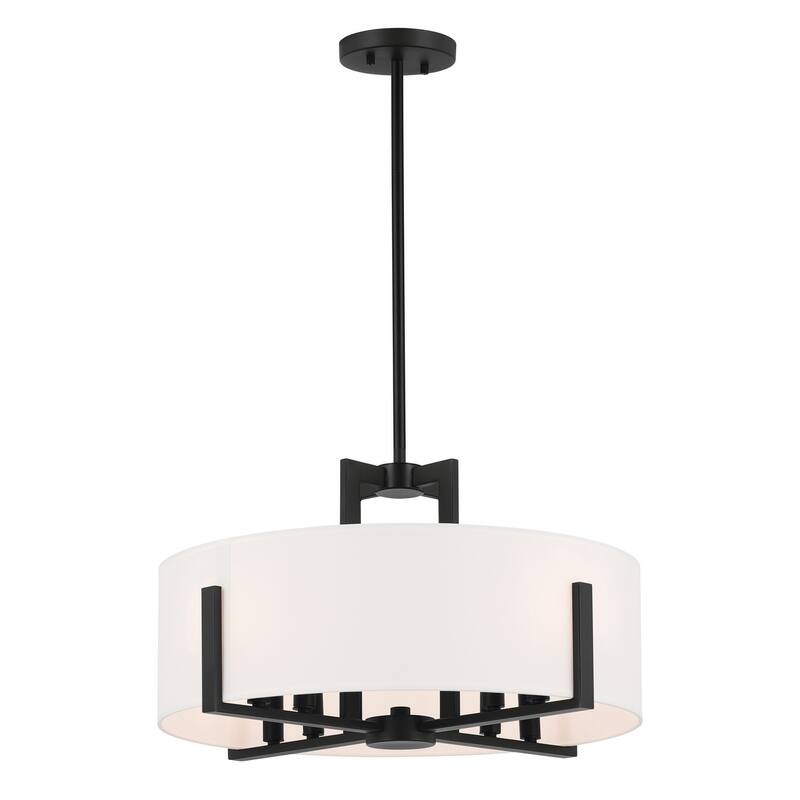 Kichler Lighting Malen 20 in. 8-Light Black Convertible Semi-Flush Mount Light with Fabric Shade