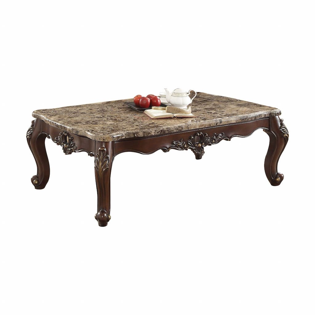 63" Marble Walnut Wood Coffee Table