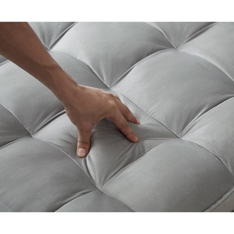 Velvet Convertible Chair Bed with Removable Back and Recliner Function