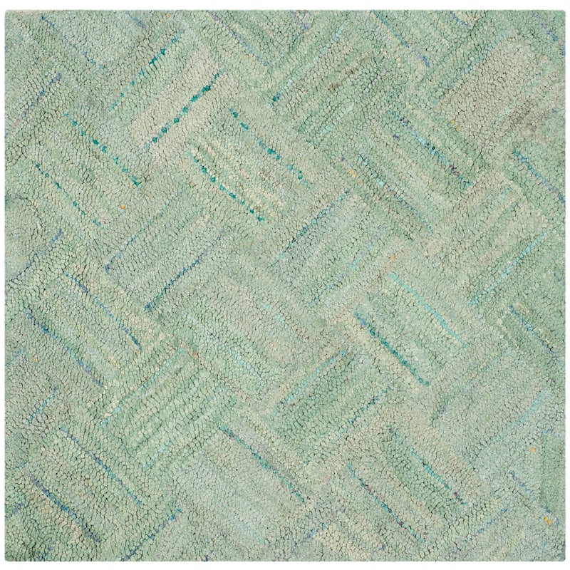 SAFAVIEH Handmade Nantucket Bimla Contemporary Cotton Rug - 4' Square - Green/Multi