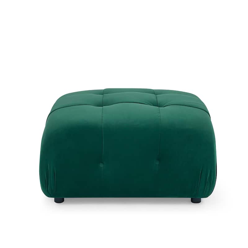 Green 93'' Modular L-Shaped 4-Seater Sectional with Reversible Ottoman, Button Tufted Design, and Cozy Cushions