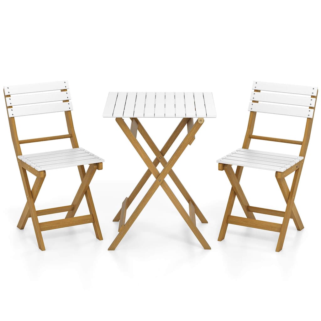 Costway 3-Piece Folding Patio Bistro Setwith Slatted Design Small - See Details