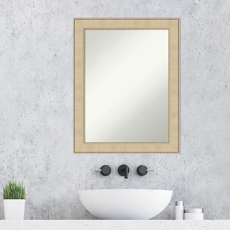 Non-Beveled Bathroom Wall Mirror - Classic Honey Silver Frame