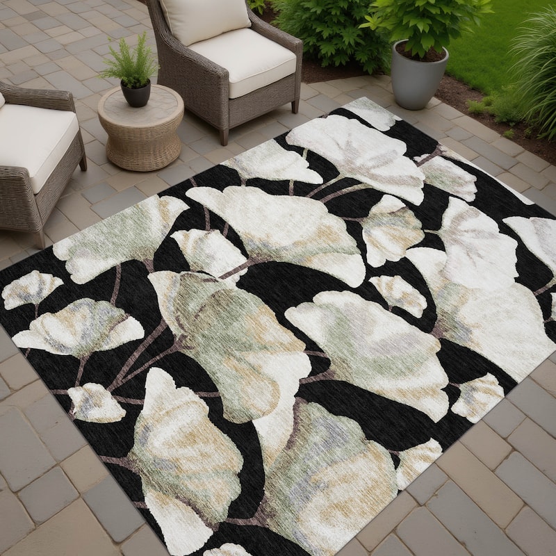 Machine Washable Indoor/ Outdoor Floral Love Chantille Rug