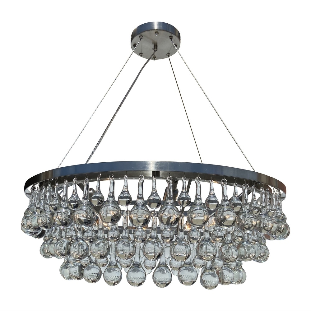 Lightupmyhome D'Angelo 12 Light Round Glass Crystal Chandelier, Clear Glass Lightupmyhome D'Angelo 12 Light Round Glass Crystal Chandelier, Clear Glass