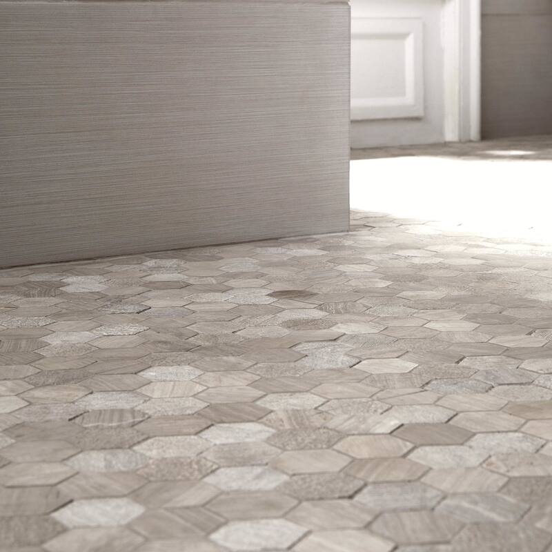 Ackland AKM-S-2X2HCH-CA 12" x 12" Marble Geometric Mosaic Tile - - Tivoli Sand