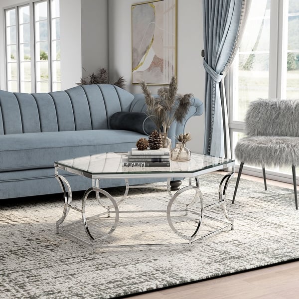 slide 2 of 7, Talm Modern Chrome 40-inch Metal Coffee Table by Furniture of America