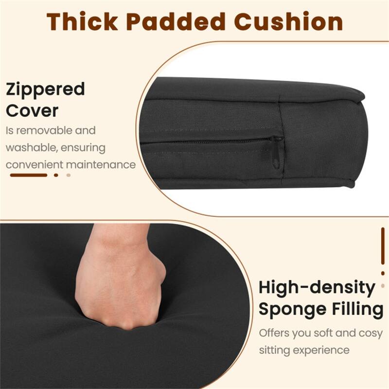 2-Piece Rattan Bistro Set with Comfortable Cushions and Tempered Glass Table Outdoor Patio - Table: 18" × 18" × 17"