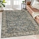 preview thumbnail 28 of 28, Vintage Floral Print Rug Carpet Washable Distressed Area Rugs for Living Room Bedroom 9'x12' - Blue