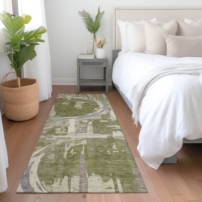 Machine Washable Indoor/ Outdoor Chantille Contemporary Abstract Rug
