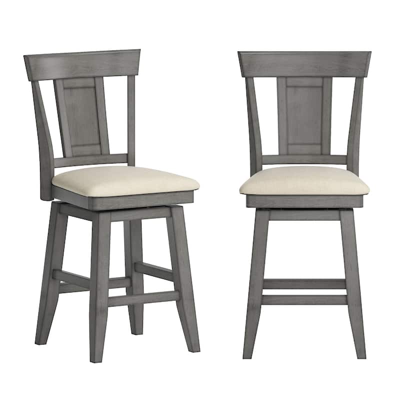Ronda Panel Back Wood Swivel Chair - Antique Grey - Counter Height