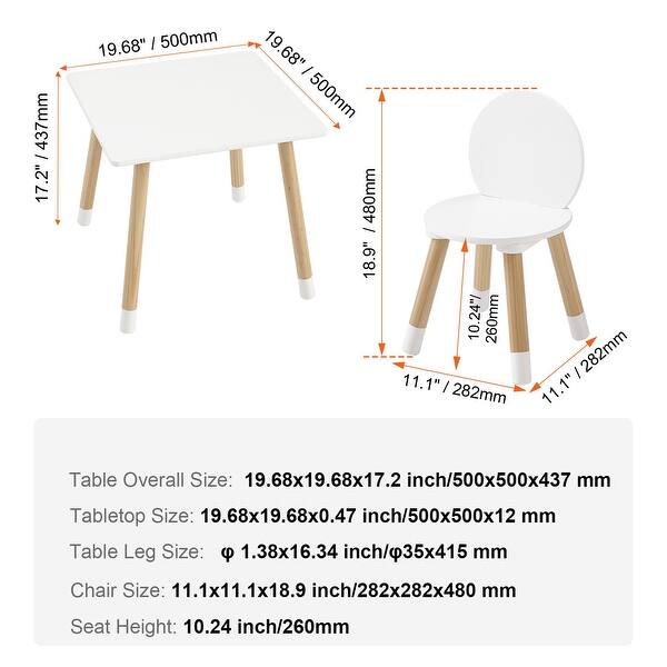 dimension image slide 0 of 2, White Wooden Kids Toddler Multi-Activity Table and Chair Set Perfect for Child Room or Playroom or Daycare