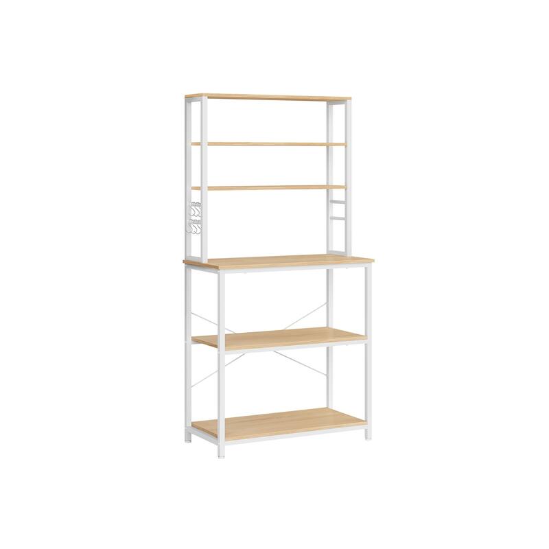 Baker's Rack, Microwave Oven Stand, 6-Tier Kitchen Utility Storage Shelf, 6 Hooks and Metal Frame - 31.5" x 15.7" x 65.7"