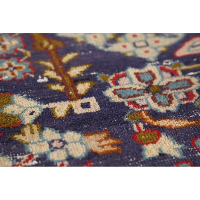 Hand Knotted Oriental 100% Wool Carpet Traditional Geometric Navy Blue & Blues Najafabad Area Rug - 12' 10'' X 9' 1''