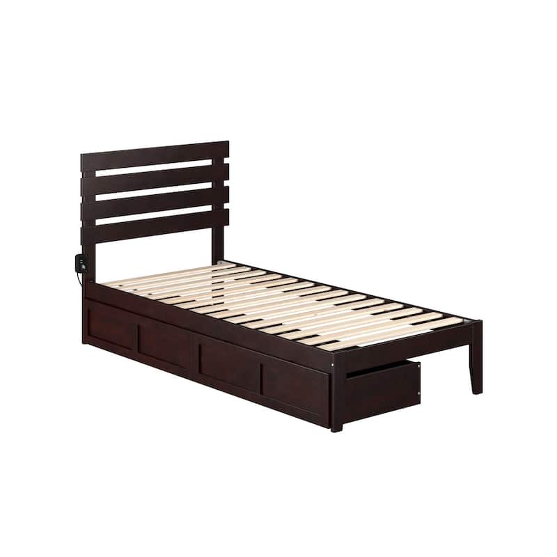 Oxford Twin Extra Long Bed with 2 Drawers in Espresso