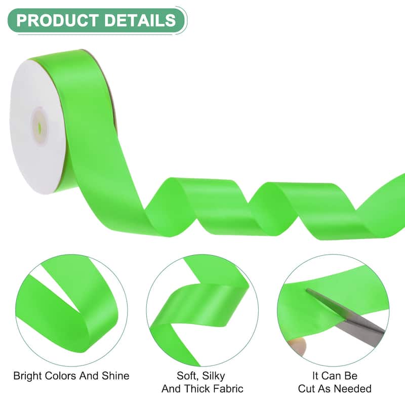 Satin Ribbon 50 Yards 1-1/2" Wide Polyester Fabric Ribbon Decoration - Green