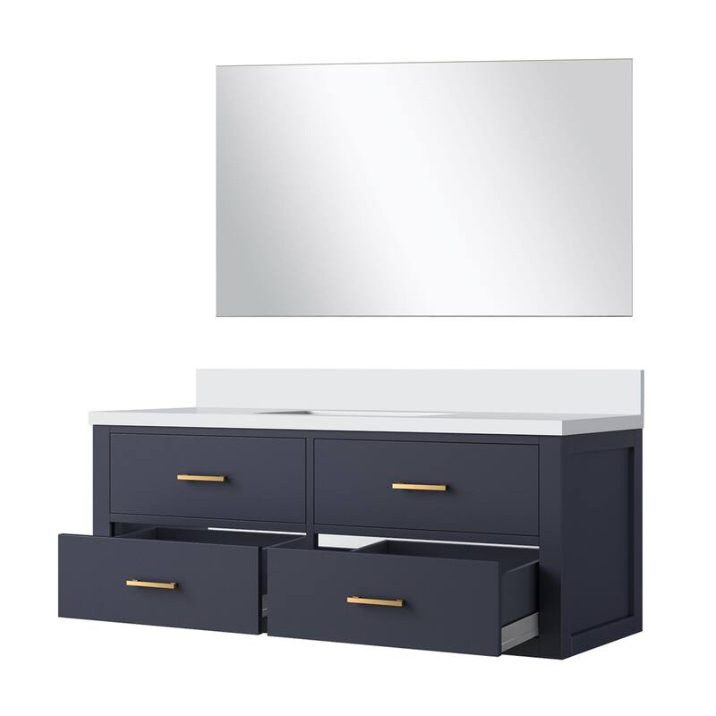 Castor Bath Vanity with Quartz Top, Sink and Mirror