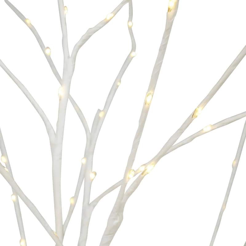 5' Medium Birch Artificial Christmas Tree, Warm White LED Lights