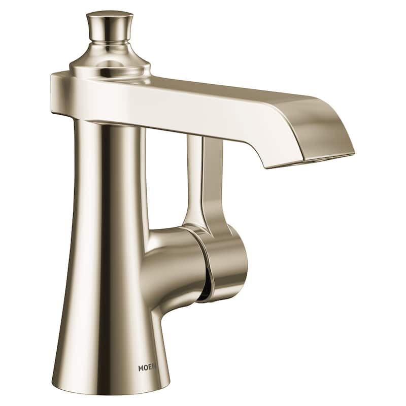 Moen Flara 1.2 GPM Single Hole Bathroom Faucet with Pop-Up Drain - Polished Nickel