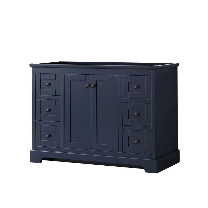 Wyndham Collection Avery 48" Single Free Standing Vanity Cabinet Only - Dark Blue / Matte Black Hardware
