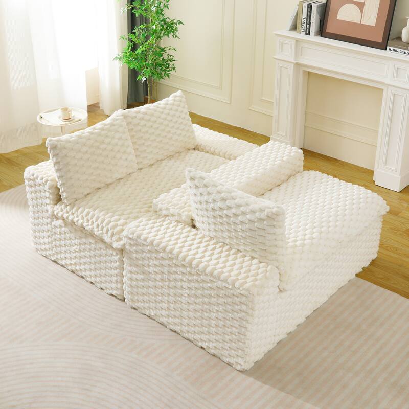 Free Combination Modular Couch Fluffy Turtle Velvet Sectional Sofa