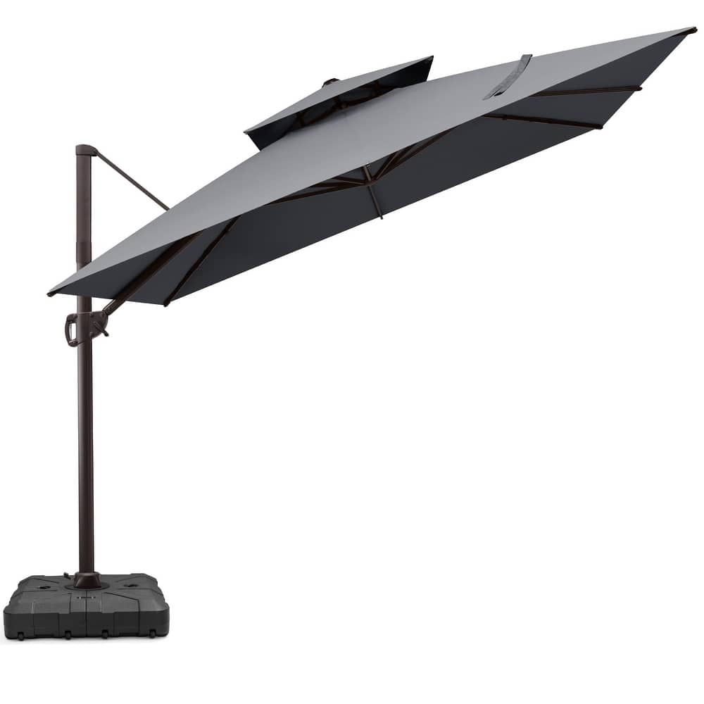 VredHom 11x11 FT Aluminum Outdoor Patio Double Top Cantilever Umbrella with Wheel Base