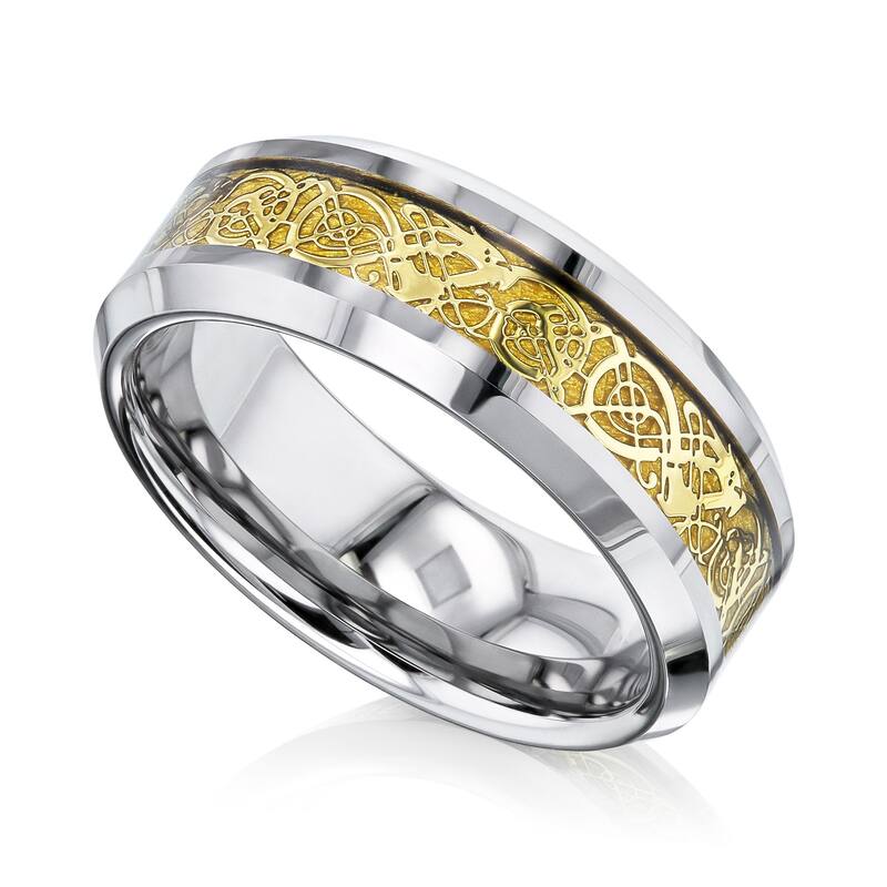 Kobelli 8mm Tungsten Carbide Celtic Dragon Ring