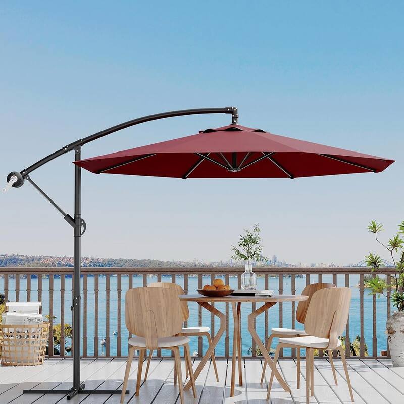 10FT UV Protection Cantilever Umbrella Outdoor Patio - Red