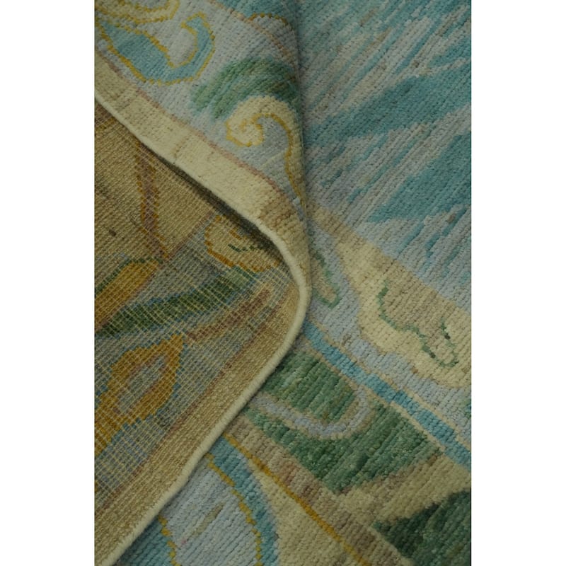 Vegetable Dye Wool Oushak Turkish Large Rug, Geometric Carpet - 14' 1'' X 10' 3''