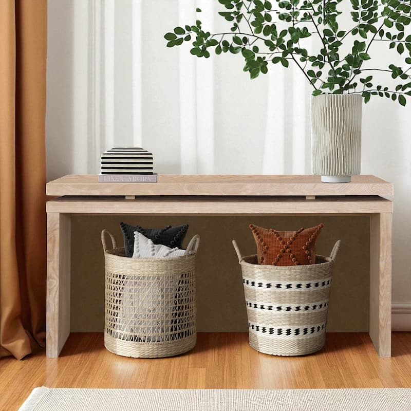 60'' Farmhouse Console Table with Double Board Suspension Design, Retro Solid Wood and MDF Entryway Table
