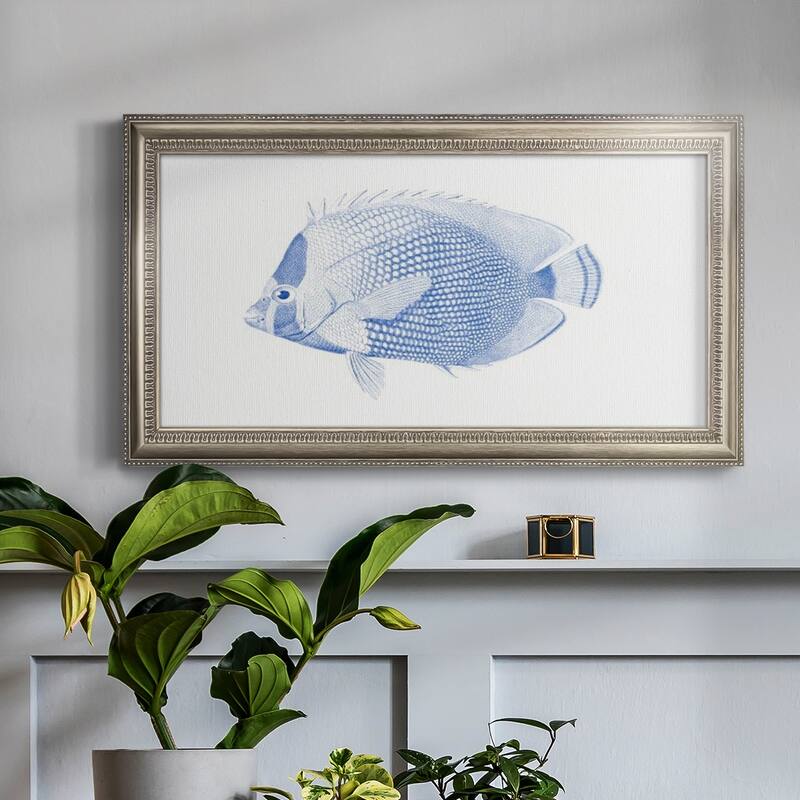Blue & White Tropical Fish VI Premium Framed Canvas- Ready to Hang