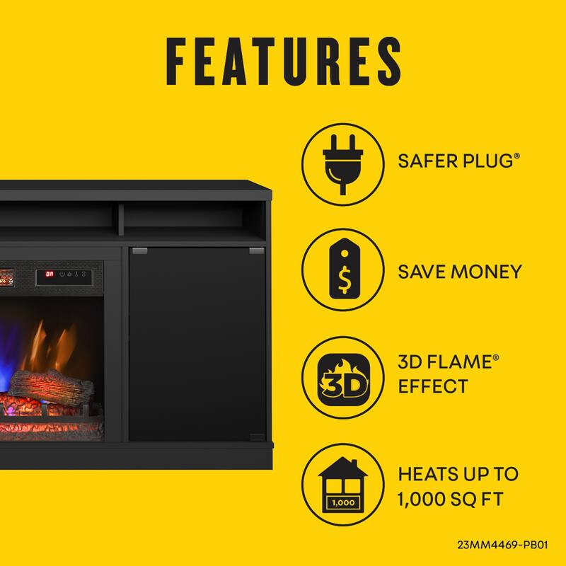 duraflame® Electric Fireplace TV Stand with Modern LED Accent Lighting and Remote, Black