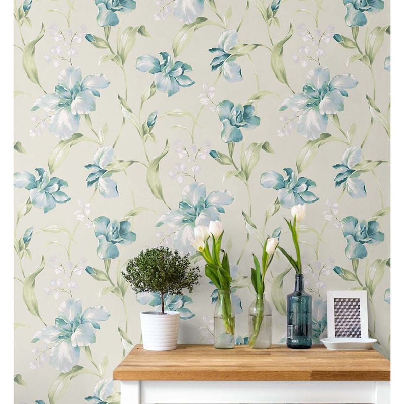 Seabrook Designs Harland Floral Unpasted Wallpaper