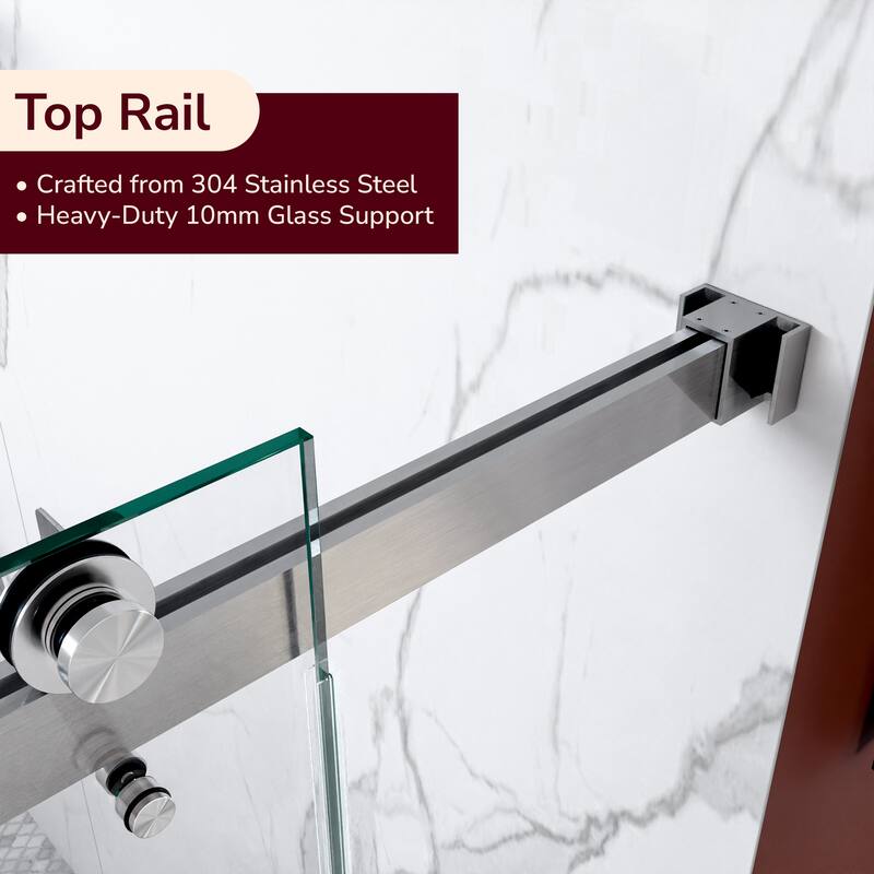 GDFStudio - Modern Minimalist Frameless Double Sliding Shower Door with 3/8" SGCC Tempered Glass & Stainless Steel Hardware