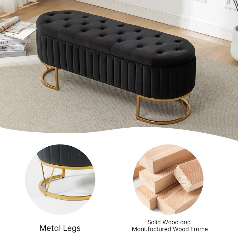 Velvet Storage Bench for Bedroom
