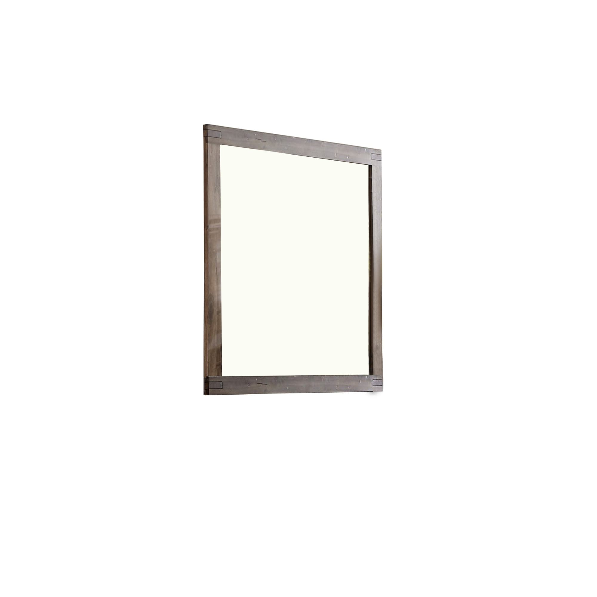 Transitional Style Wooden Encased Mirror with Grain Details, Brown