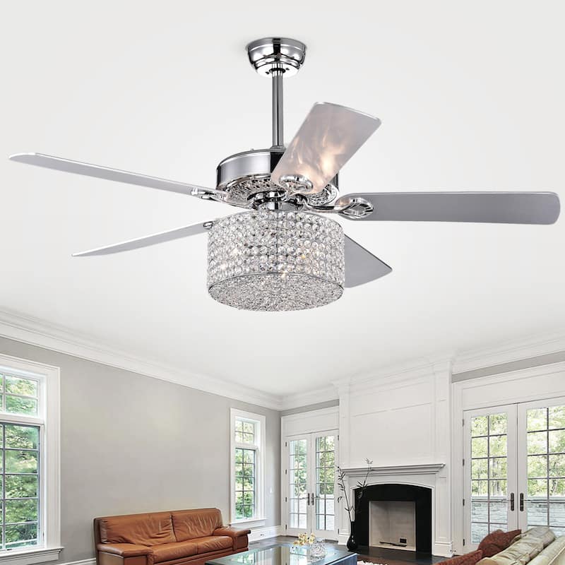 Rexen Chrome 52-Inch 5-blade Lighted Ceiling Fan - 52-inches Diameter