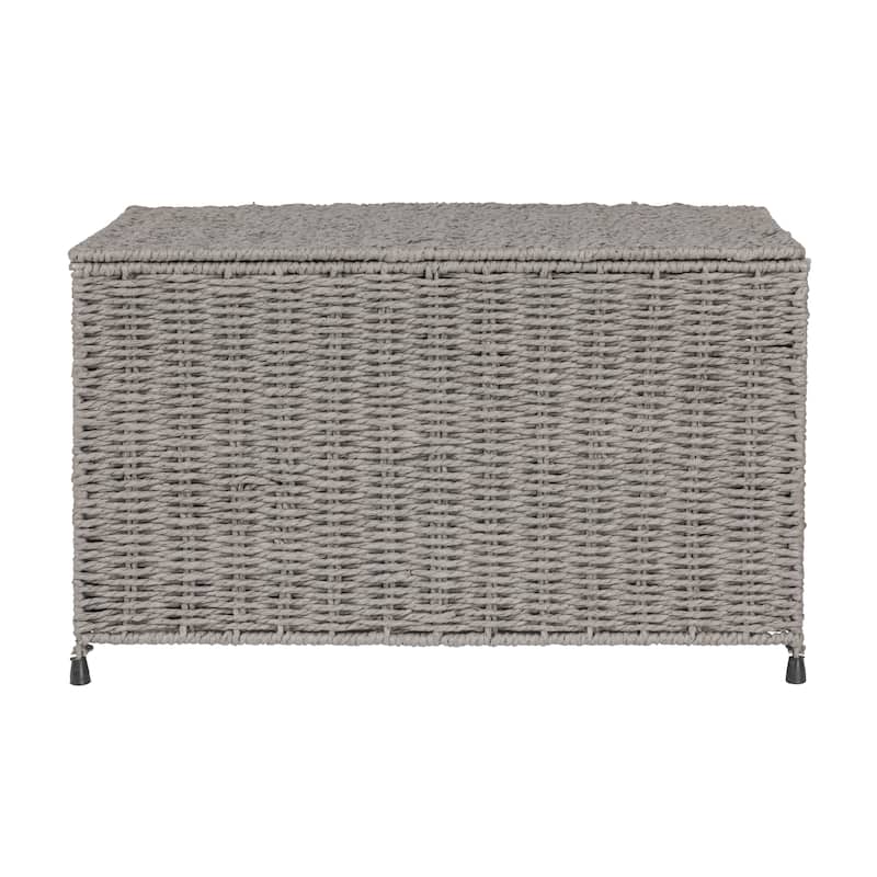 Household Essentials Woven Paper Rope Storage Chest with Hinged Lid and Integrated Handles - 19.7"L x 11.8"W x 11.8"H