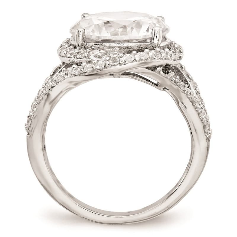Curata 925 Sterling Silver CZ Cubic Zirconia Simulated Diamond Large Engagement Ring
