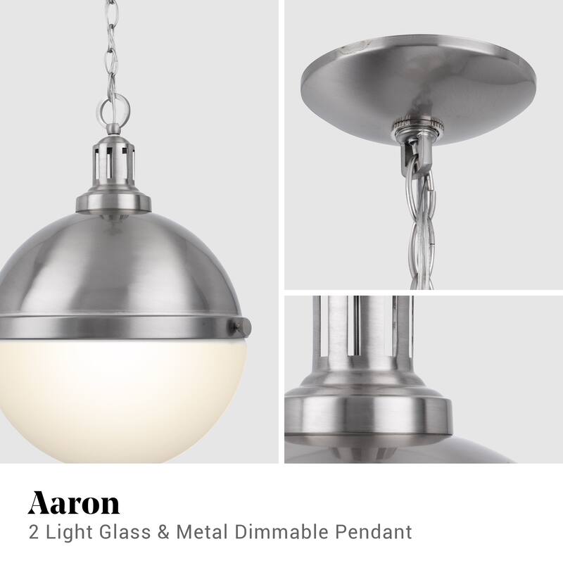 Brio Lighting Aaron - 2 Light Glass & Metal Dimmable Pendant Light
